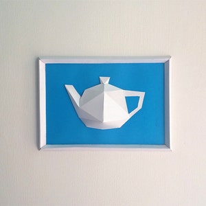 Cornice fai da te per bollitore di carta, creazioni di carta, bollitore di carta, decorazioni da parete, arte da parete, fatto a mano, stampabili, decorazione di carta, origami, bollitore 3d, ora del tè