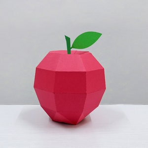 DIY Papercraft Apple,Papercraft fruit,Paper toy,Party decoration,Nursery decor,Apple cutting files,Silhouette cameo files,Apple png image 3