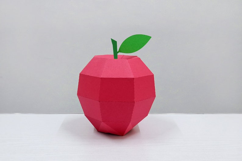 DIY Papercraft Apple,Papercraft fruit,Paper toy,Party decoration,Nursery decor,Apple cutting files,Silhouette cameo files,Apple png image 3