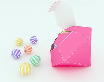 DIY Diamond favor box,Printable,papercraft,instant digital download,Paper box,Gift box,PDF,3d,Goodies,babyshowers & birthdays