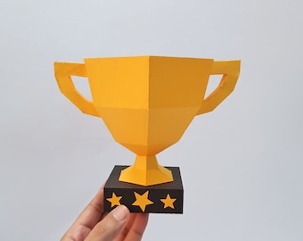 DIYペーパークラフトトロフィーカップテンプレート（PDF、PNG形式）