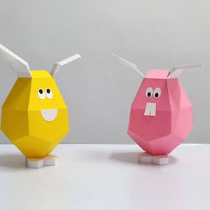 Uova di Pasqua Papercraft fai-da-te, coniglietto pasquale, coniglio di Pasqua, arte delle uova, stampabili, pasqua felice, giocattoli di carta, decorazioni pasquali, decorazioni per la casa, origami, 3d