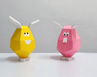 DIY Papercraft Easter Bunny Eggs, 3D Origami (PDF Pattern)