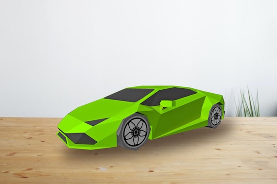 DIY Papercraft Sports Car,3d Papercraft,low Poly Papercraft Car,printable  Car,desk Decor,gifts for Him,3d Car Model,party Props,origami Car 