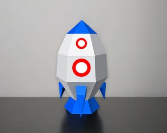 DIY Papercraft Rocket, Printable Template (pdf, eps, dxf, png)