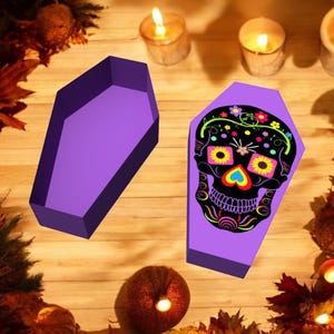 DIY Halloween favors, Coffin Favor, Halloween decor, Halloween gifts, Coffin pattern, Coffin print, Trick or treat, Sugar skull pattern