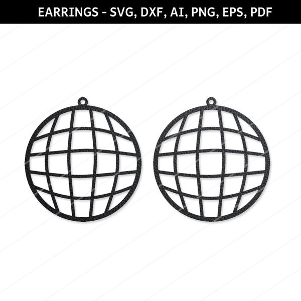 Disco ball Earrings svg,Geometrical earrings,Cricut files,silhouette ,Svg cutting files,Disco ball svg,Disco ball pendant,Globe earrings