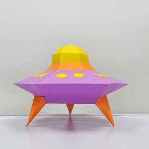 Nave aliena fai da te Papercraft, kit papercraft, decorazioni per feste aliene, Papercraft UFO, nave aliena dxf, png alieno, UFO dxf, X-files Ufo, nave spaziale dxf
