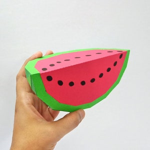 Paquete de 10 frutas, paquete de frutas Papercraft de bricolaje, cesta de frutas Papercraft, frutas de baja capa, frutas de 3d, artesanías de 3d, granada de papercraft, sandía imagen 7