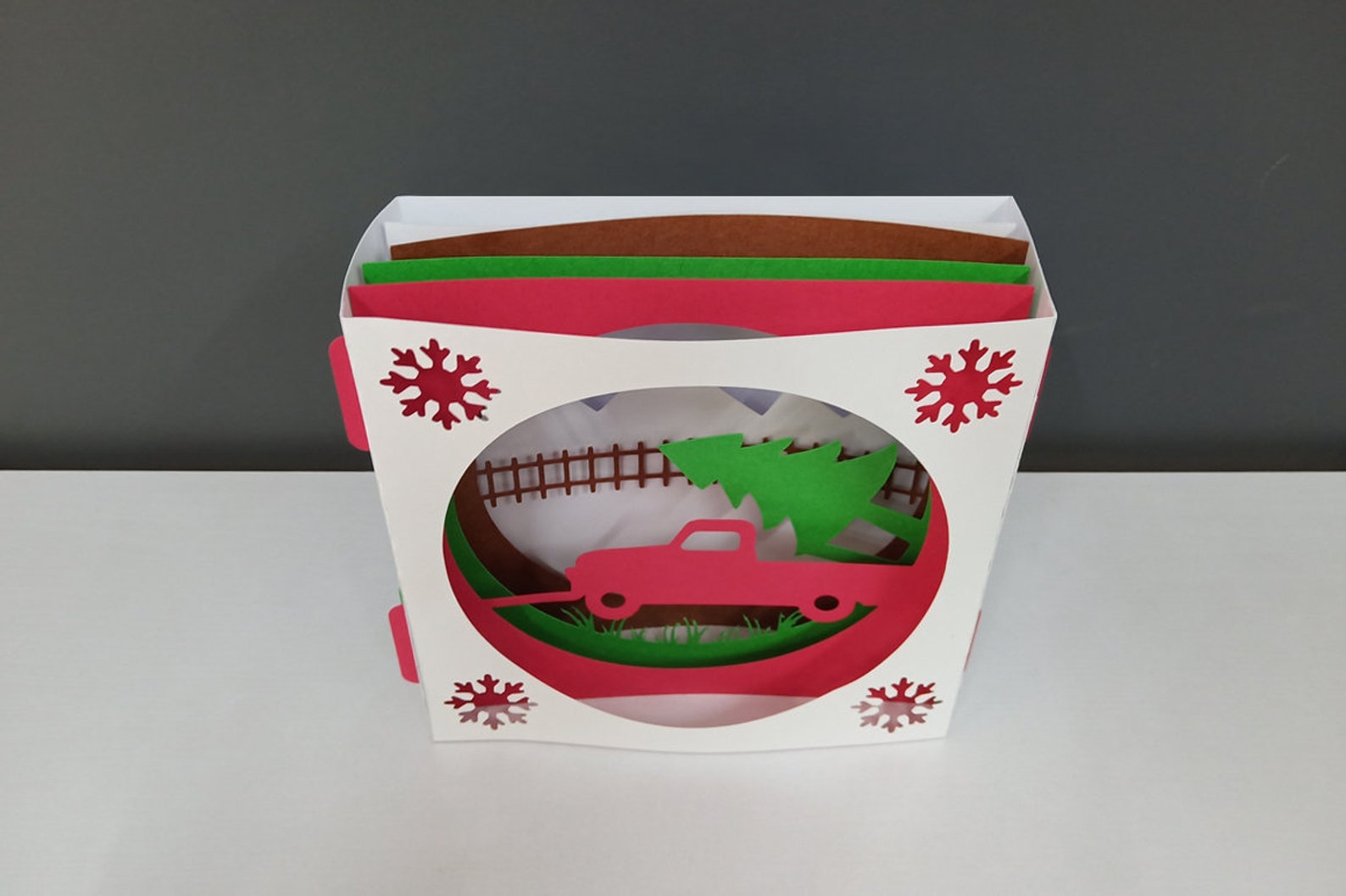 DIY Papercraft Christmas Card Templateshadow Cardchristmas - Etsy