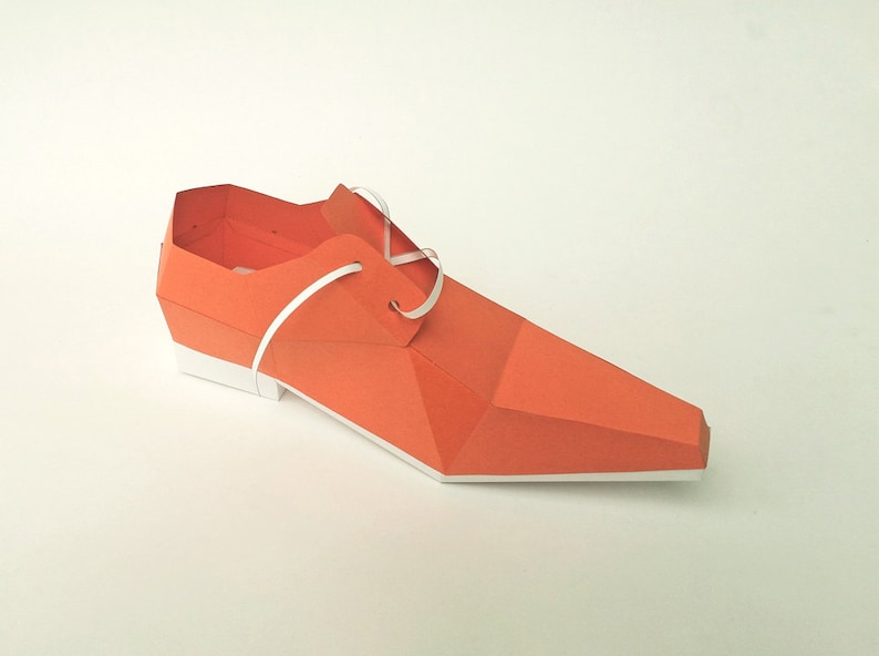 DIY Square toe shoe paper model formal shoe,3d papercrafts,Origami shoe,Printables,Digital download,DIY Papercraft,Lowpoly shoe,3d shoe