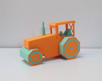 DIY Papercraft Road Roller, Low Poly 3D Model (pdf, svg, dxf, eps, png)