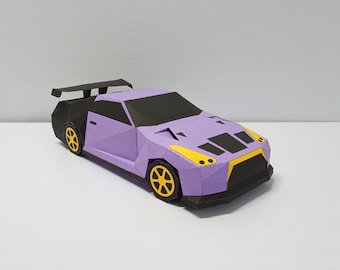 Nissan GTR Papercraft Model, Printable Sports Car (pdf, png, jpeg)