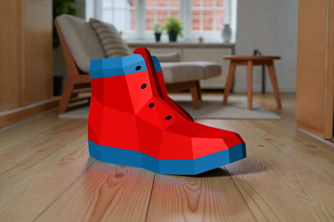 DIY Paper Boots, Papercraft Shoe, PDF Templates, 3d Papercraft, Lowpoly ...