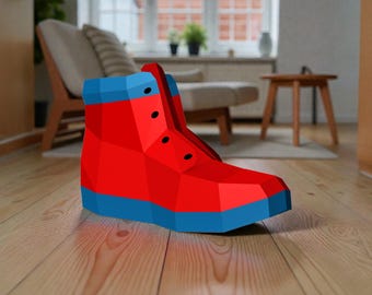Bottes de combat Papercraft, modèles de chaussures 3D lowpoly (patron PDF)