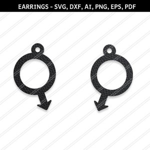 Mars Symbol Ohrringe svg, männliches Jungensymbol, Geschlechtcharme Ohrringe, Jungensymbol, männliches Symbol, Geschlechtssymbol, Gleichheit, Gay Queer, Lgbt Gay