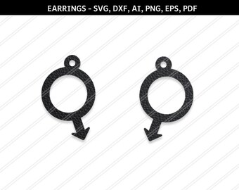 Mars Symbol Earrings SVG, Male Gender Icon (Digital Download)