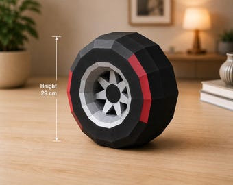 Roue de Formule 1, pneu en papier, roue low poly, roue à imprimer (PDF, EPS, DXF, PNG)