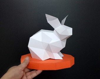 DIY Easter Rabbit, Easter Bunny, Papercraft Bunny, Papercraft Rabbit, 3d papercraft,Silhouette Cameo, SVG, DXF, Printables,Low poly,Diy Lamp