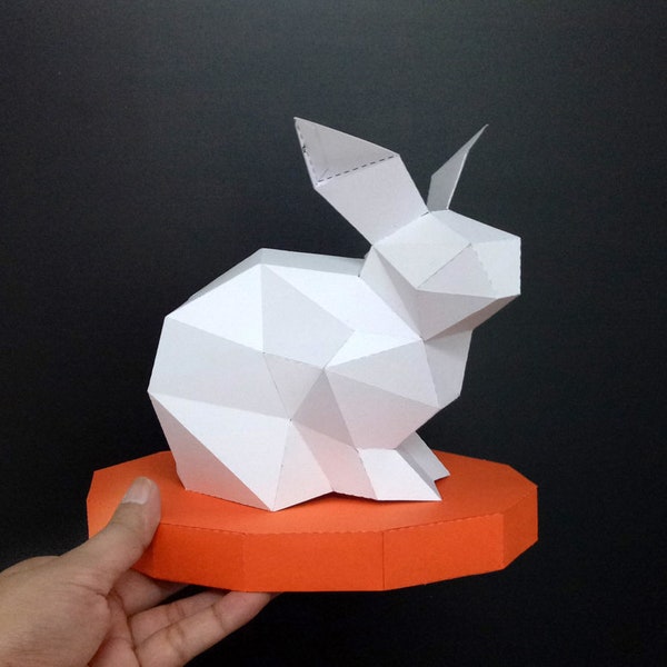 DIY Easter Rabbit, Easter Bunny, Papercraft Bunny, Papercraft Rabbit, 3d papercraft,Silhouette Cameo, SVG, DXF, Printables,Low poly,Diy Lamp