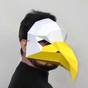 Maschera aquila fai da te, maschera da festa, lowpoly, carta 3d, maschera uccello, modelli PDF, maschera stampabile, origami, regalo aquila, scultura di carta, download digitale