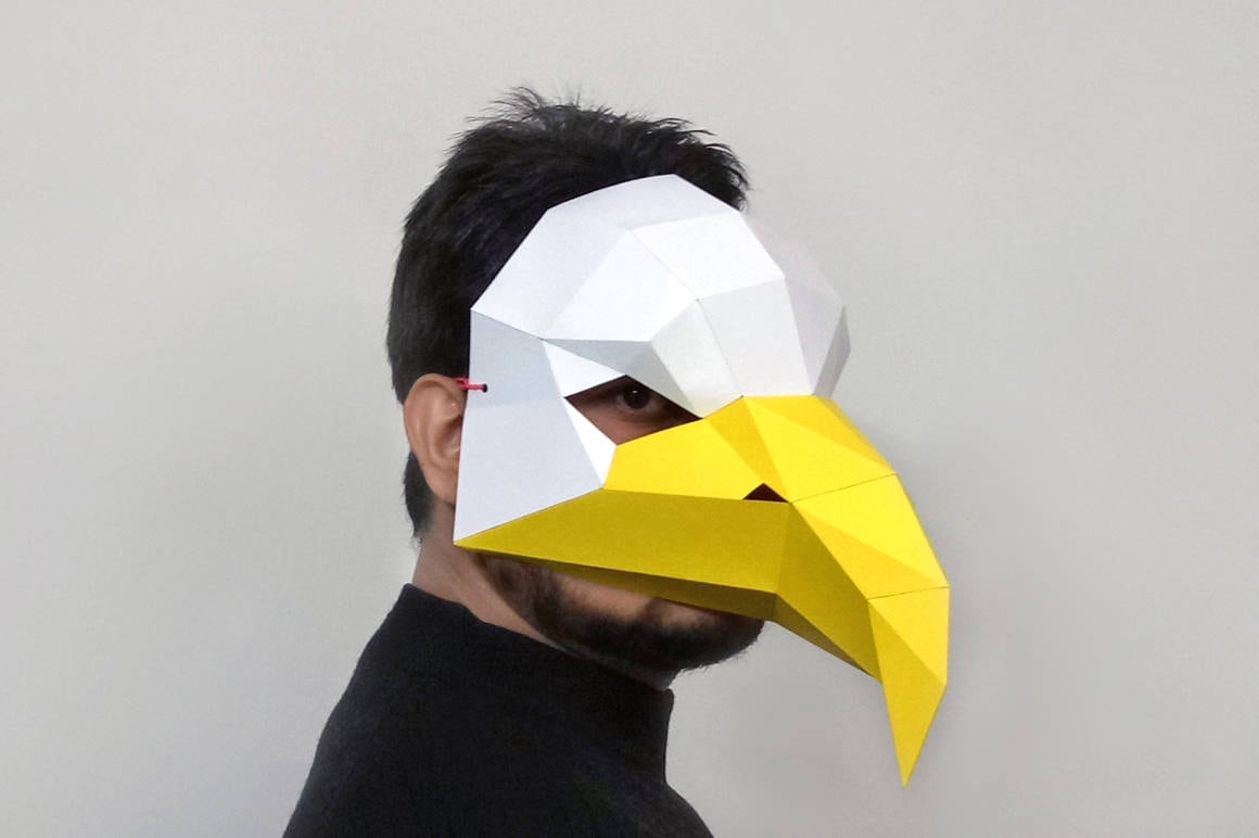DIY Eagle mask,Party mask,lowpoly,3d papercraft,bird mask,Hawk pattern,Printable mask,Origami,Eagle gift,Hawk Paper sculpture,Hawk print