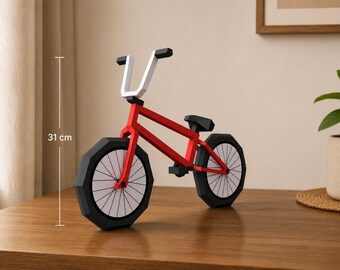 Gabarit de vélo en papier 3D | Vélo en papier à faire soi-même | Modèle PDF de vélo low poly | Modèle en papier à imprimer | Modèle Pepakura