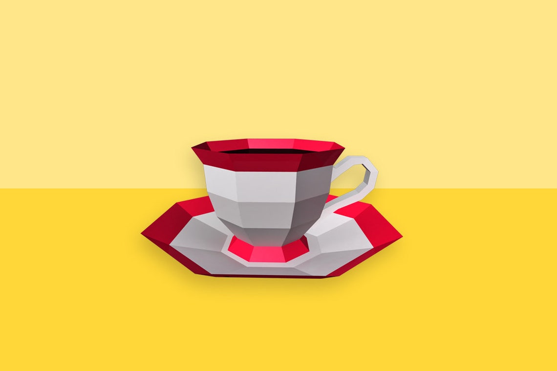 DIY Papercraft Cup & Saucer,lowpoly Mug,lowpoly Cup,printable Cup,tea ...