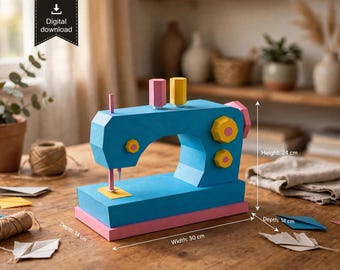 3D Papercraft Sewing Machine Template (Digital Download)