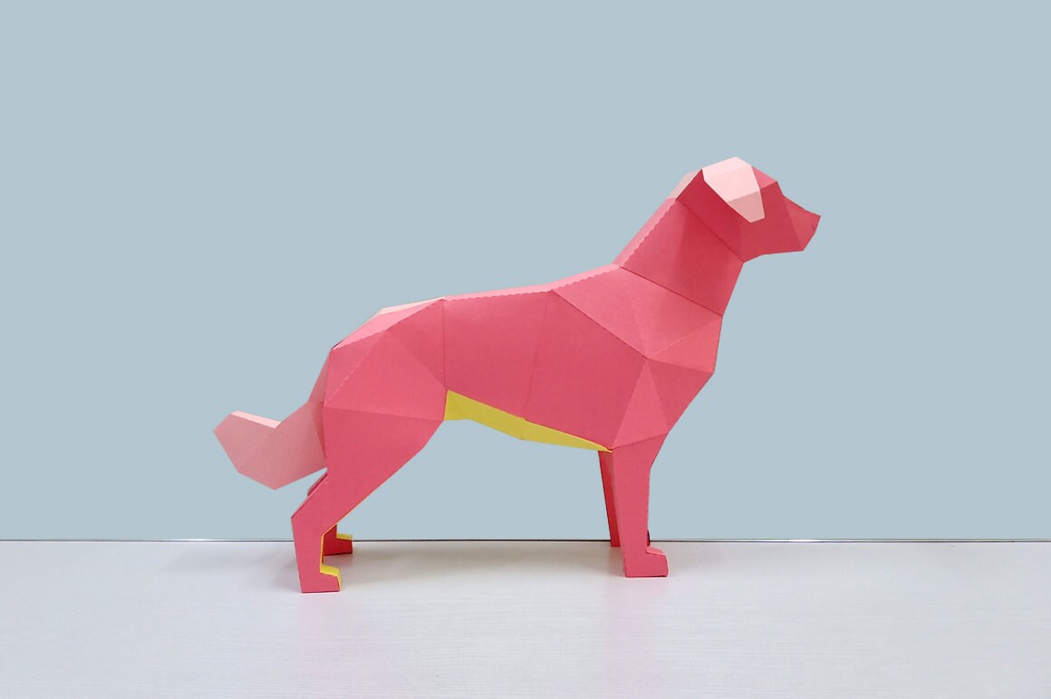 Papercraft Gold Riel DIY Papercraft Golden Retriever Sculpture, 3D Paper Dog Model (pdf, Dxf ...