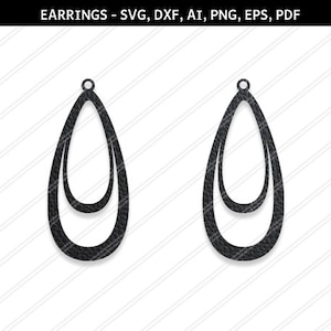 Svg de boucles d’oreilles en forme de larme, tenture boucle d’oreille, bijoux svg, bijoux en cuir, Cricut silhouette, vecteur de boucles d’oreilles, boucle d’oreille moderne, svg, dxf, ai, eps, png, pdf