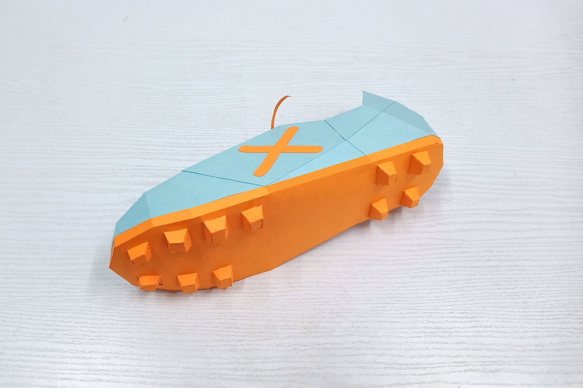 DIY Papercraft Soccer Shoescleats Shoefootball Shoes3d Etsy