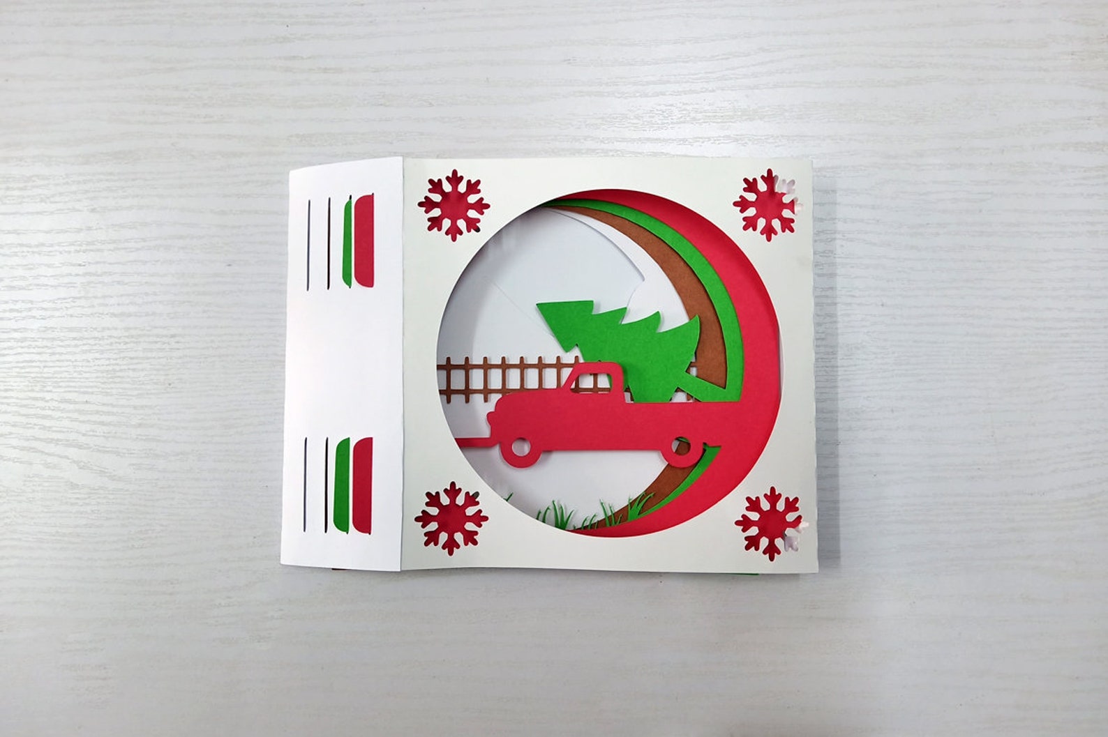 DIY Papercraft Christmas Card Templateshadow Cardchristmas | Etsy