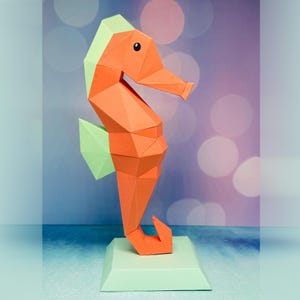 DIY Papercraft Sea Horse Trophy,3d papercraft,3d paper art,Paper Sea Horse Png, Sea Horse dxf,3d puzzle,3d wall art, Silhouette Cameo files