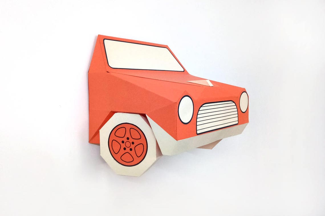 DIY Papercraft Car Front Wall Decorwall Mount3d Wall Etsy