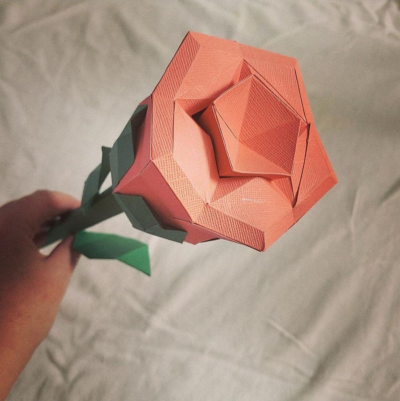 DIY Papercraft Rose Flowerlowpoly Rosevalentine Rose Etsy
