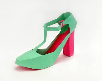 DIY Papercraft High Heel Shoe Template, Printable 3D Model (Digital Download)