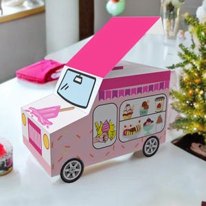 DIY Party favours for kids,Truck party favour,Paper truck box,gift box,Candy box,birthday favor,Ice cream Truck model,Ice cream van favor