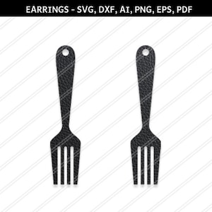 Puede incluir: Un par de pendientes negros en forma de tenedor. Los pendientes están hechos de un material texturizado que se asemeja al cuero.