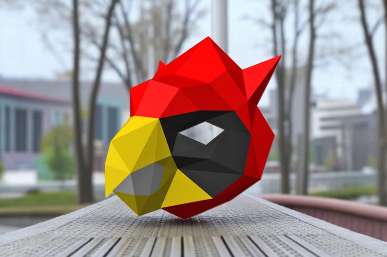 DIY 3d Papercraft Cardinal Mask, Party Mask, Lowpoly Mask, Cardinal ...