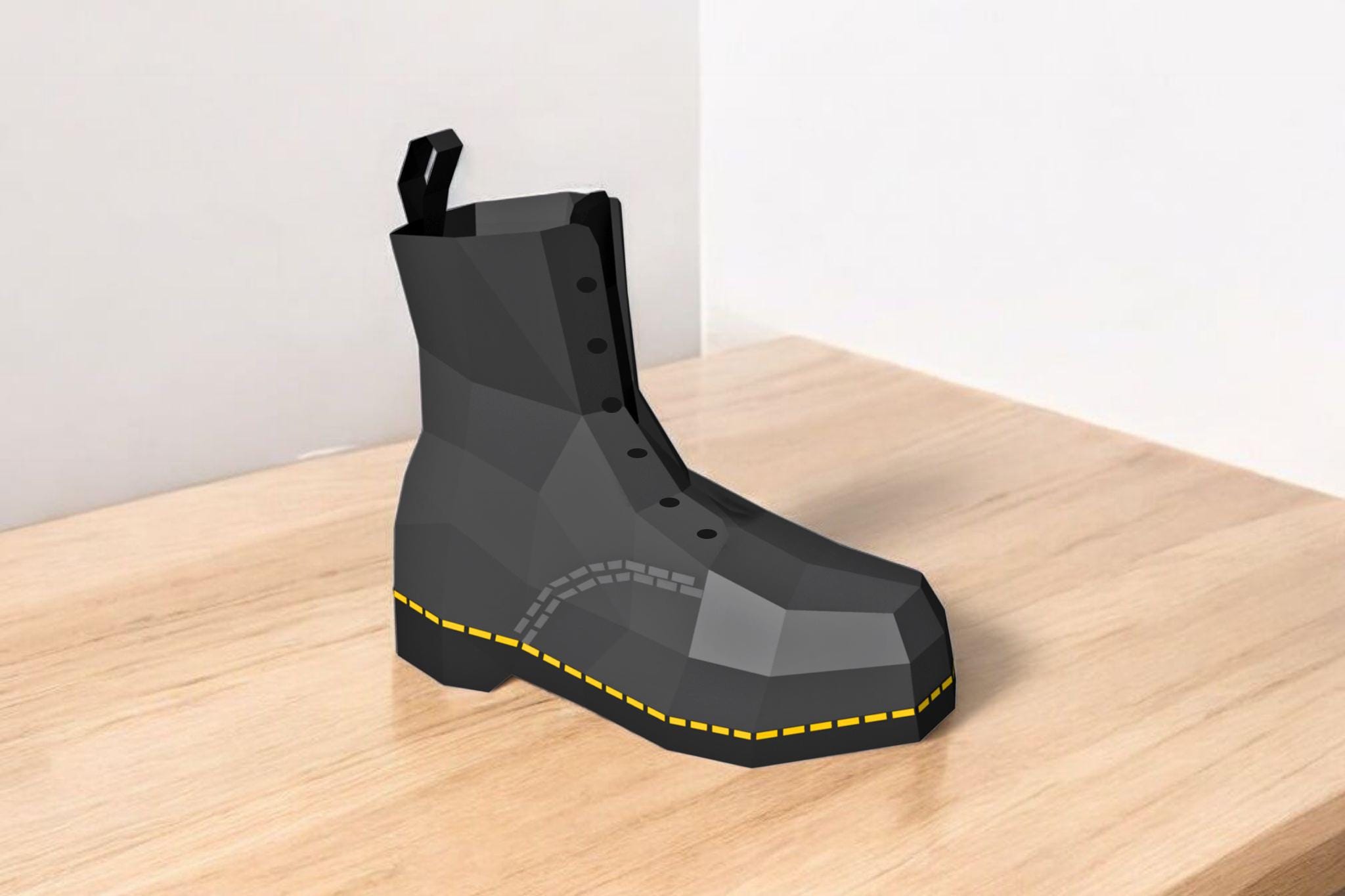 DIY Combat Boots, 3d Papercraft Shoe, Paper Boots, Boots Favor, Lowpoly ...