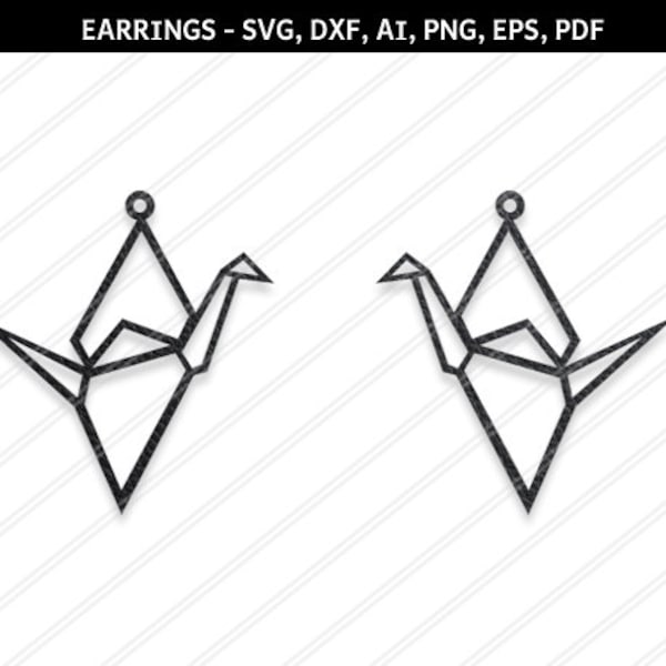 Crane Earrings svg,Bird earrings svg,Jewelry svg,leather jewelry,Cricut,Earrings vector,Crane gift,Origami jewelry,svg,dxf,ai,eps,png,Bird