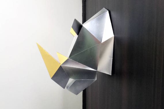 Diy Papercraft Rhino Kopf Trophy 3d Papercraft Nashorn Präparatoren Cricut Kinder Basteln Origami Nashorn Silhouette Cameo Printables