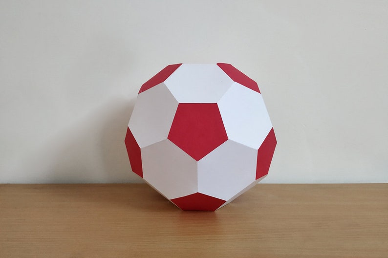 DIY Papercraft Football,Printable football,Paper ball,football toy,Print and fold, digital download,Football cutting files,lowpoly ball image 4