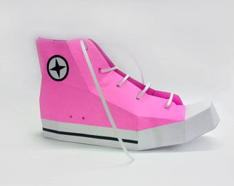 DIY Papercraft Shoe Converse shoe,Boots,3d origami models,digital download,DIY kit,Shoe making,DIY gift,Gifts for her,Pdf templates,Shoe png