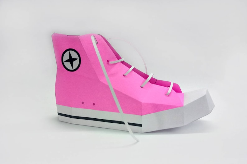 DIY Papercraft Shoe Converse shoe,Boots,3d origami models,digital download,DIY kit,Shoe making,DIY gift,Gifts for her,Pdf templates,Shoe png image 1
