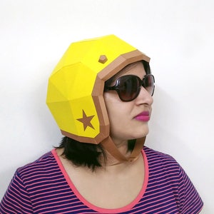 Papercraft,Casco,Casco vintage, Casco de motocicleta,casco de moto,Casco imprimible,Casco de papel,Disfraz de lujo,Origami,Kits de bricolaje,Sombrero de fiesta