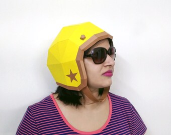Papercraft,Helmet,Vintage Helmet, Motorcycle Helmet,motorbike helmet,Printable helmet,Paper helmet,Fancy costume,Origami,DIY Kits,Party hat