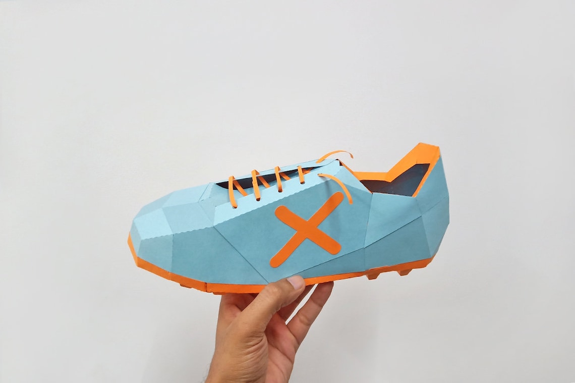 DIY Papercraft Soccer Shoescleats Shoefootball Shoes3d Etsy