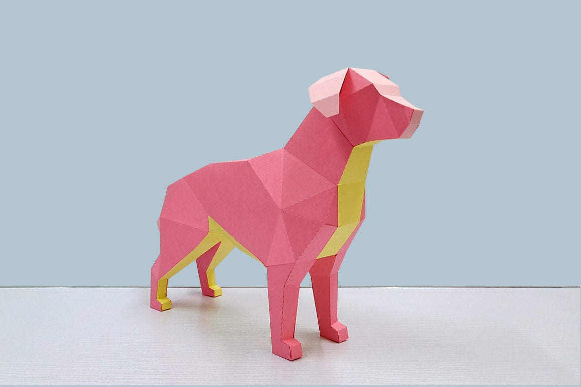 Papercraft Gold Riel DIY Papercraft Golden Retriever Sculpture, 3D Paper Dog Model (pdf, Dxf ...